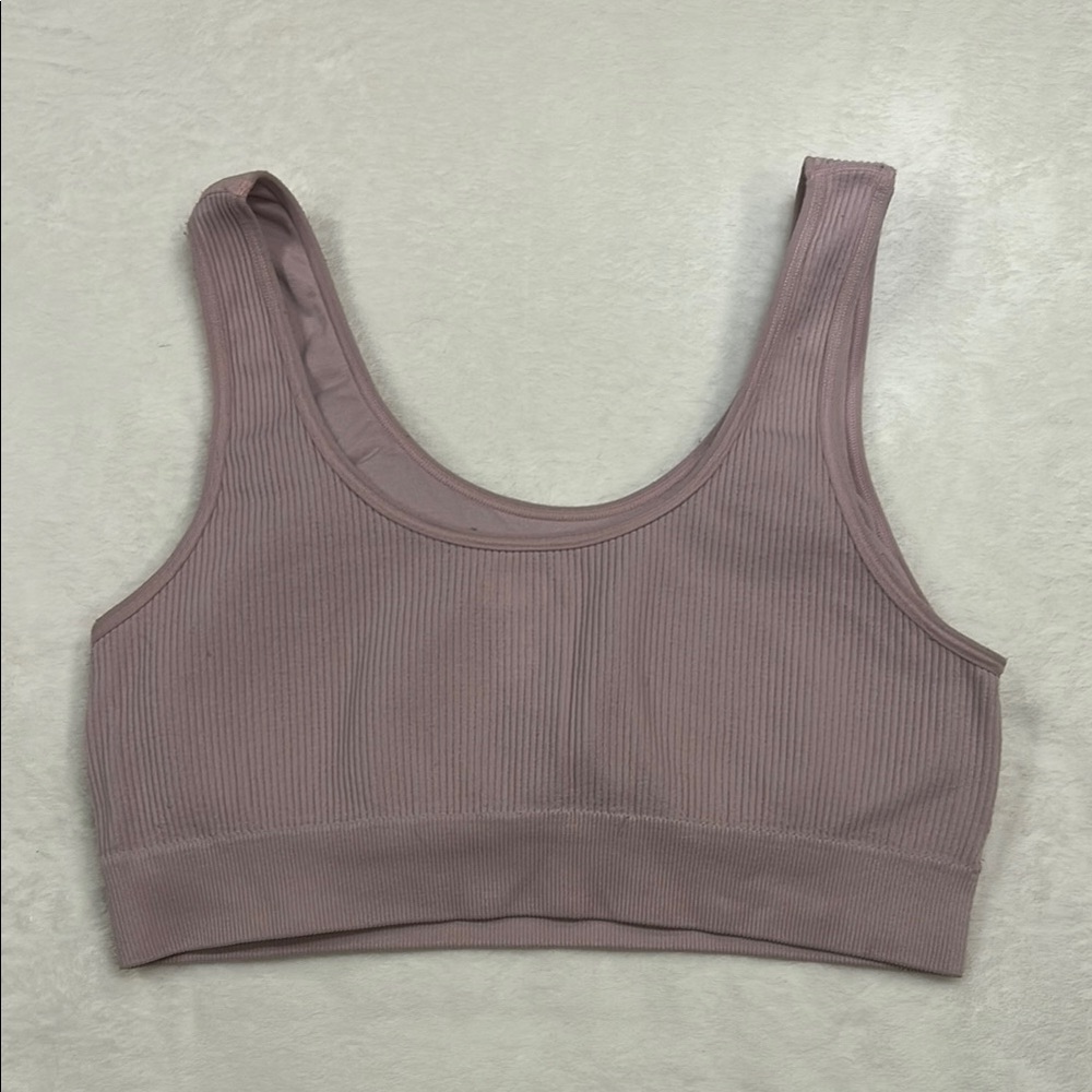 Pink Ribbed Sports Bra - Picture 2 of 3